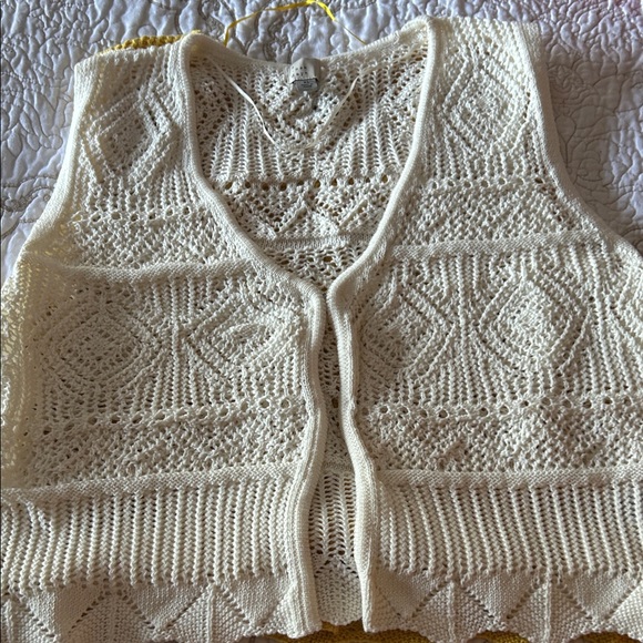 Two Target Knit Cardigan Vest Sunny Yellow and Cream - Picture 5 of 5